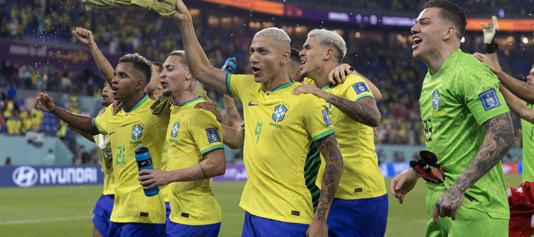 Jogadores do Brasil reconhecem pressão pelo hexa e deixam empolgação para a torcida (LUCAS FIGUEIREDO/DIVULGAÇÃO/CBF - 28.11.2022)